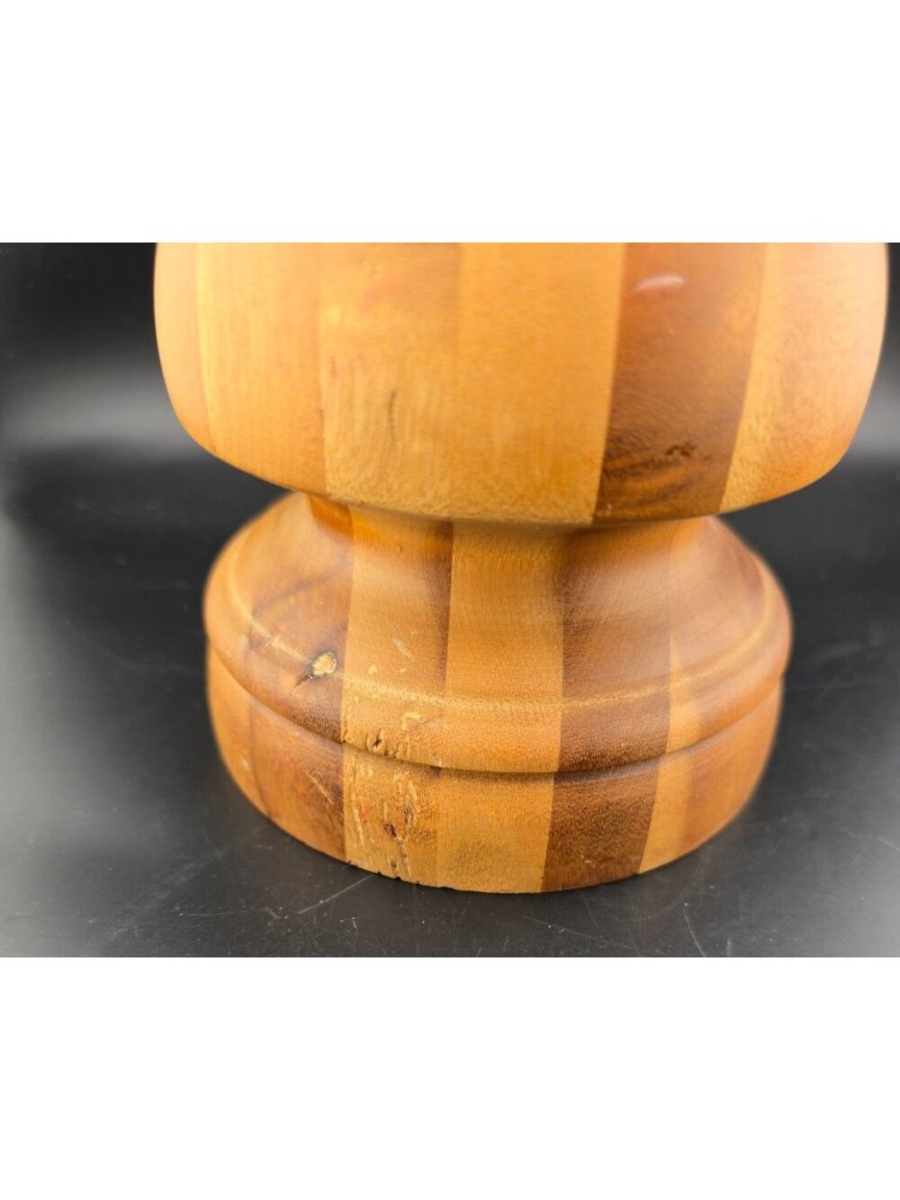 Handmade Turned Solid Wood Candle Holder 10" Tall Heavy - Picture 6 of 11